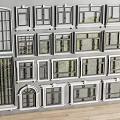 European style French window combination window glass window floor-to-ceiling window balcony window bay window bedroom window sliding window casement window doors and windows 3d model