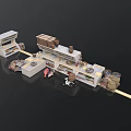Detailed Kitchen Storage System With Shelves Cabinets Clay Pots And Baskets