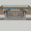 Modern Sports Facility Design With Basketball Court Circular Bleachers And Wooden Flooring