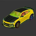 Yellow And Black Sporty SUV With Sleek Design And Black Rims