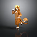 3D Lion Character Model With Yellow Mane Brown Body White Paws And Tail