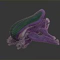Futuristic Purple And Green Mechanical Structure With Curved Green Top And Metallic Supports