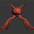 Red Ant 3D Model With Antennae Legs And Gray Background Reflection 3d model