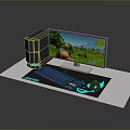Gaming Desktop PC Setup With LED Monitor RGB Keyboard And Large Mouse Pad