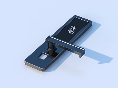 Smart Door Lock With Fingerprint Recognition Modern Black Handle Home Security Accessory 3d model