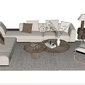 Quiet sofa tea table combination 3d model