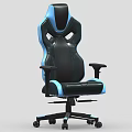 Ergonomic Black and Blue Leisure Chair with High Backrest Breathable Design Armrests and Wheeled Base