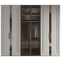 Modern Wardrobe Design With Glass Doors Metal Handles And Internal Shelves