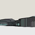 Modern Hotel Building Exterior Design With Curved Roof Large Glass Windows And Vertical Lines