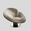 Modern Elegant Beige Accent Chair With Curved Design And Metallic Base