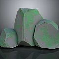 Three Irregular Wooden Stone Decorative Ornaments Featuring Green Gray Textures