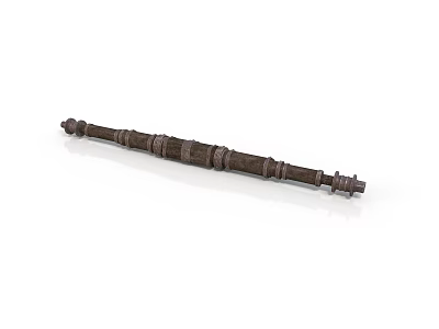 Architectural Decorative Column With Ornate Ring Patterns And Textured Stone Surface 3d model