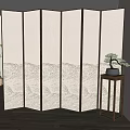 Chinese-style screen partition grid lattice mobile screen art partition 3d model