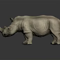 Gray Rhinoceros Standing on Shiny Reflective Surface with Neutral Gray Background 3d model