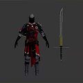 Man in Red and Silver Medieval Knight Armor with Long Sword