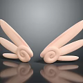Decorative Character Rabbit Ears With Pink Spiral Design On Black Surface Reflections