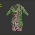 Olive Green Coat With Patterned Dress Layered Fashion Clothing Design With Pockets