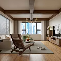 Modern Living Room Interior Design With Beige Sofa Green Armchair Wooden Coffee Table And Chandelier