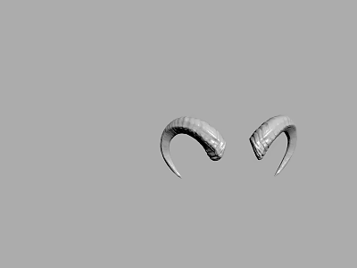 Game Movie Character With Curved Horns Displayed On Grey Background 3d model