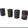 Colorful Rustic Oil Barrels With Blue Green Red And Distressed Surfaces