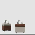 Stylish Rolling Storage Cabinets With Wooden And White Design And Decorative Vase