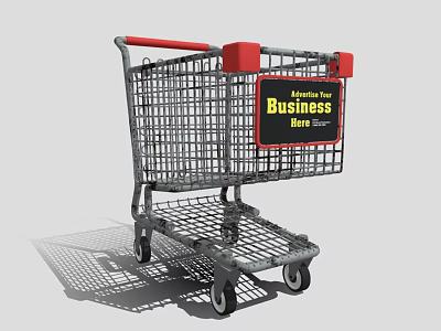 Shopping Cart With Business Best Label And Metal Frame Wheels 3d model