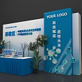 Tea Break Area With Technology Quality Theme Display Board And Decorative Drinks Flowers 3d model