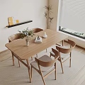 Nordic Dining Table and Chair Combination Dining Table and Chair 3d model