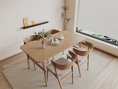 Nordic Dining Table and Chair Combination Dining Table and Chair 3d model