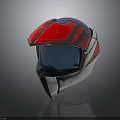 Motorcycle Helmet With Red And Silver Design Black Visor And Stripe Details