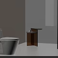 Modern White Toilet Design With Wooden Side Table In Minimalist Bathroom Interior