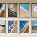 Abstract Paintings Ocean Waves Sandy Beaches And Mountain Landscapes In Framed Wall Display Artwork Collection