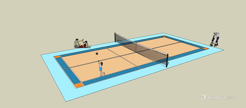 People Playing Tennis On Outdoor Court For Fitness And Sports Activity 3d model 