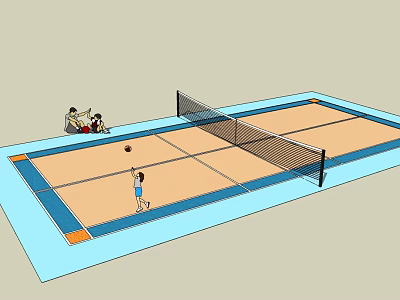 People Playing Tennis On Outdoor Court For Fitness And Sports Activity 3d model
