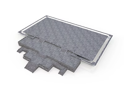 Architectural Gray Layered Roofing Panel Building Material with Transparent Edge Frame 3d model
