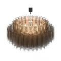 Luxury Modern Chandelier Design With Layered Crystal Fringes And Black Metal Frame