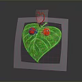 Artistic Green Leaf With Red Ladybugs Vine Pattern And Heart Decoration