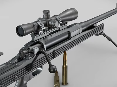 Tactical Sniper Rifle With Precision Scope And Brass Bullets Design 3d model