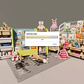 Kids Room Storage Shelves With Stuffed Toys And Colorful Book Storage
