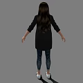 Stylish Woman Wearing Black Jacket White Top Blue Jeans And White Sneakers With Sunglasses