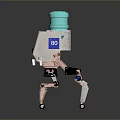 Small Bionic Robot With Turquoise Dome White Body And Number 80 On Metallic Legs