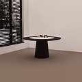 Round Dining Table With Black Conical Base White Top And Mug Pastries In Bright Room
