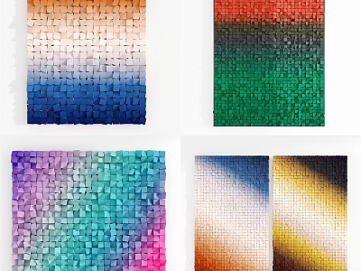 Colorful Gradient Wall Art with Square Patterns and Vibrant Hues for Interior Decor 3d model