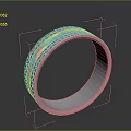 Sleek Modern Silver Metal Ring With Colorful Reflective Stripes And Cracked Pattern Design