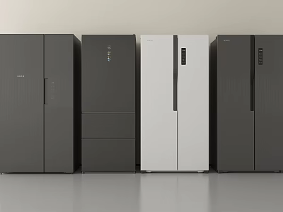 Modern Home Refrigerators In Various Colors And Sleek Designs For Kitchen Use 3d model