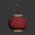Traditional Chinese Red Lantern With Gold Trim Hanging Design And Round Shape