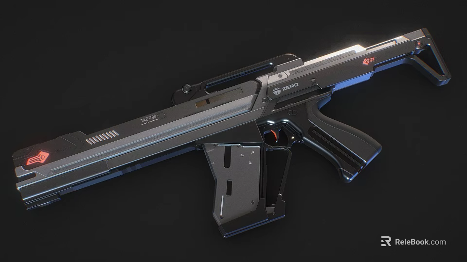 Futuristic Rifle With Sleek Black Metallic Design Glowing Red Accents Ergonomic Grip And Magazine 3d model 