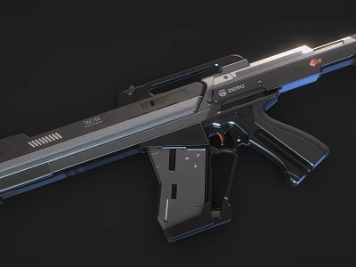 Futuristic Rifle With Sleek Black Metallic Design Glowing Red Accents Ergonomic Grip And Magazine 3d model
