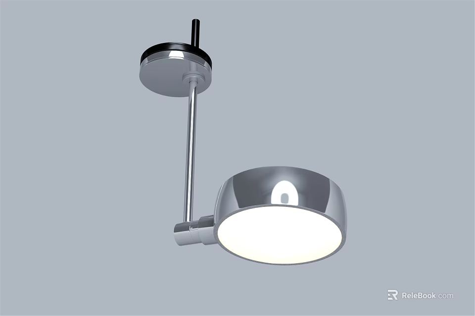 Modern Downlight Spotlight With Metallic Finish Round Design Adjustable Arm White Light Source 3d model