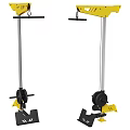 Home Gym Strength Training Fitness Equipment with Yellow Black Weight Plates Handles and Adjustable Stand